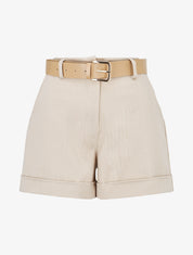 Short ceinturé à imprimé chevron - Camel - 1
