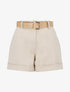 Short ceinturé à imprimé chevron - Camel - 1