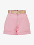 Short ceinturé à imprimé chevron - Rose - 1