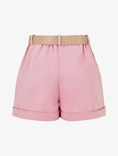 Short ceinturé à imprimé chevron - Rose - 2