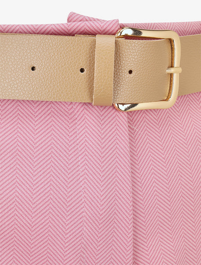 Short ceinturé à imprimé chevron - Rose - 3