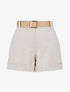 Short droit taille haute imprimé graphique - Beige - 1