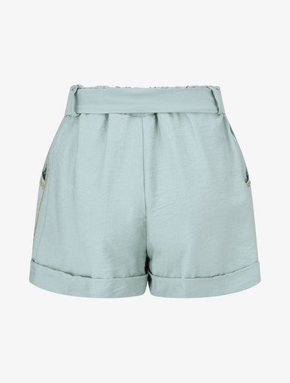 Short uni à revers - Vert menthe - 2