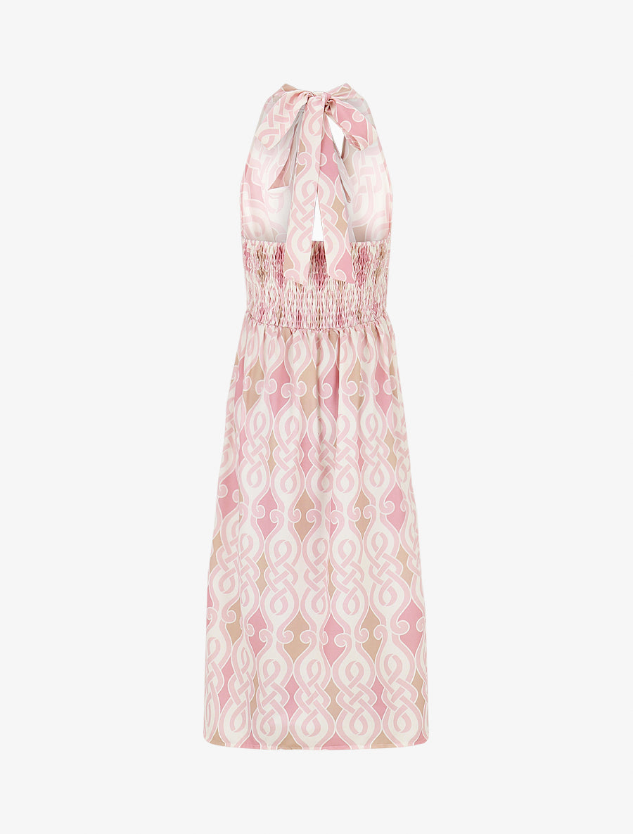 Robe dos nu imprimé graphique - Rose - 2