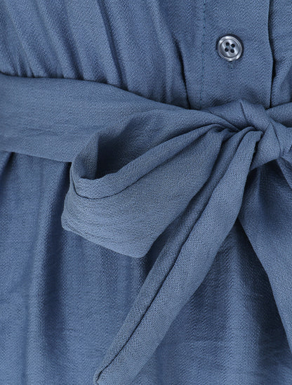 Robe mi-longue coupe évasée - Bleu - 3