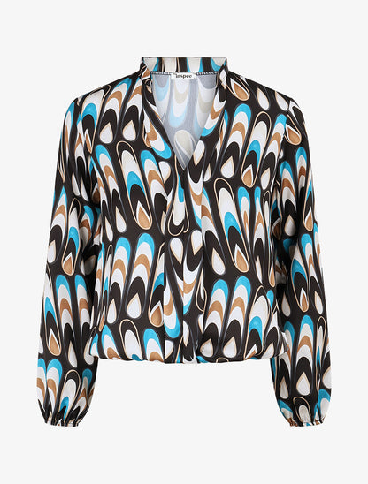 Blouse imprimé graphique - Noir - 4