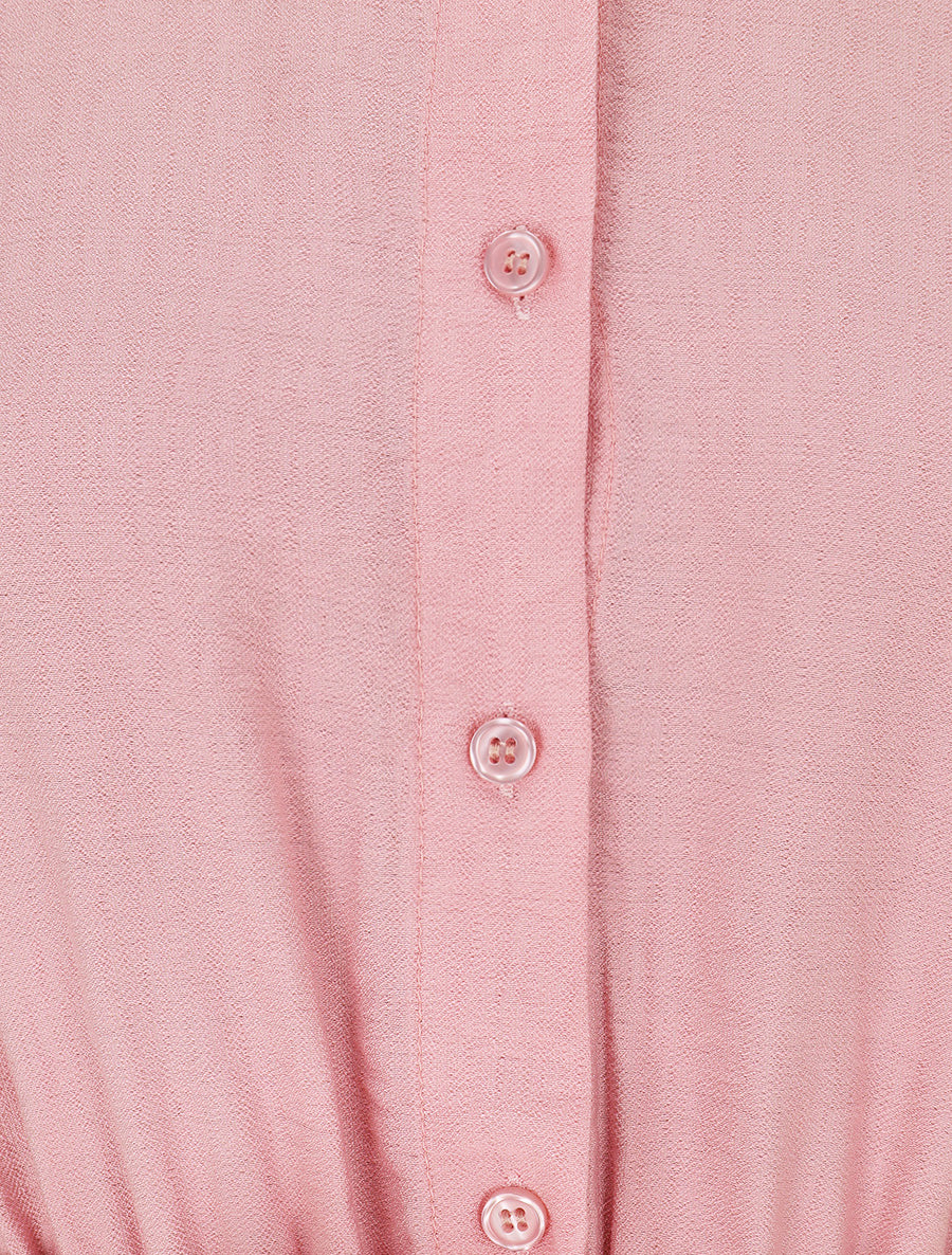 Combishort évasé style chemise - Rose - 3