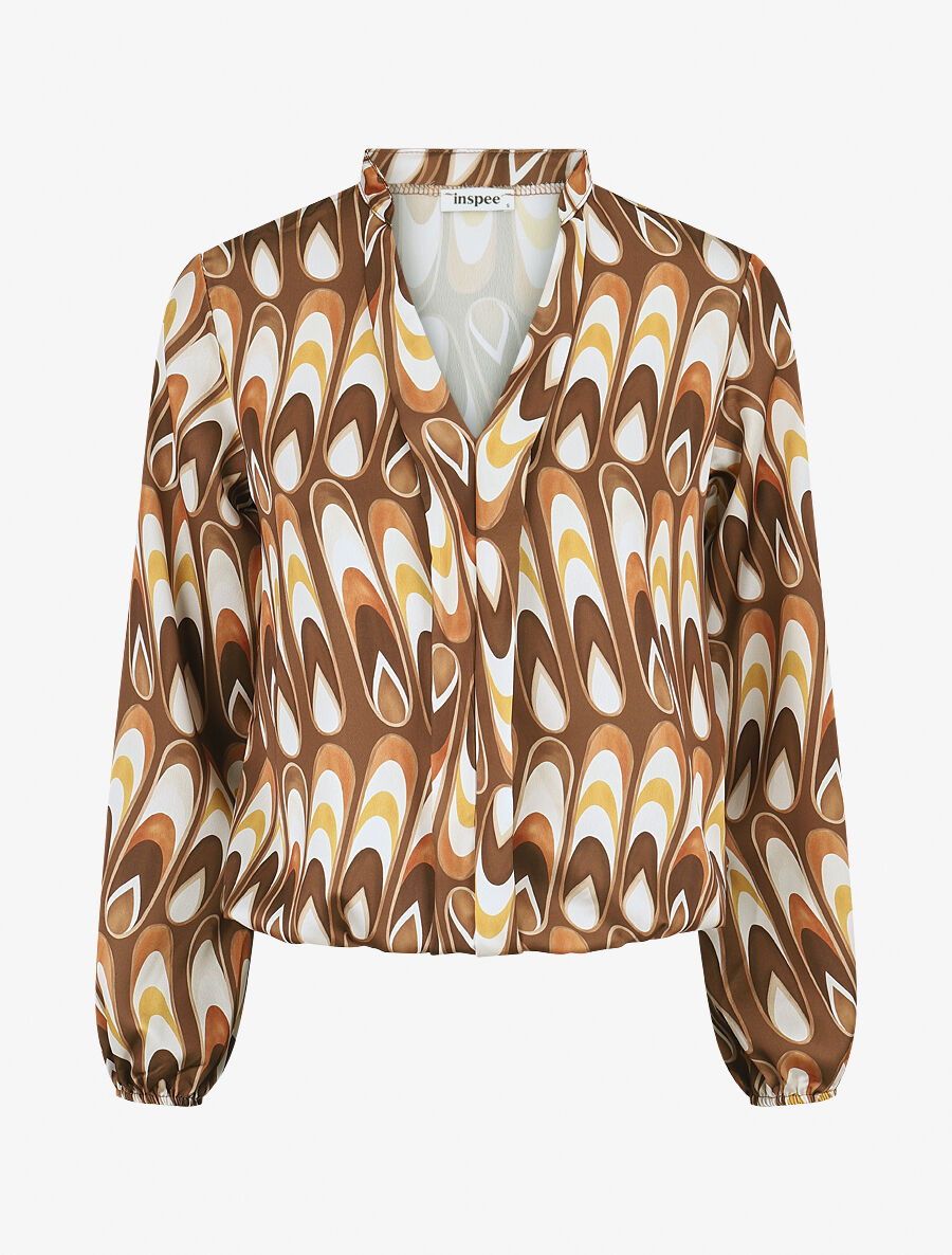 Blouse imprimé graphique - Marron - 1