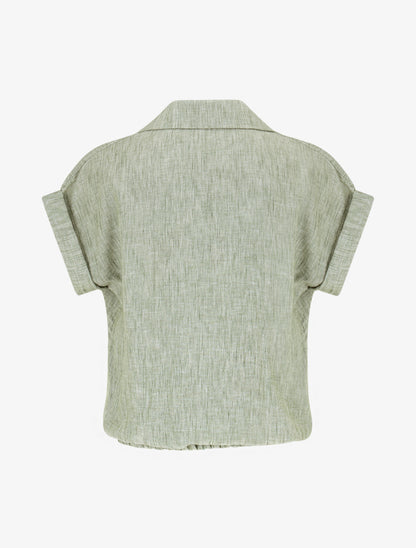 Top ample cache-coeur à manches courtes - Kaki - 2