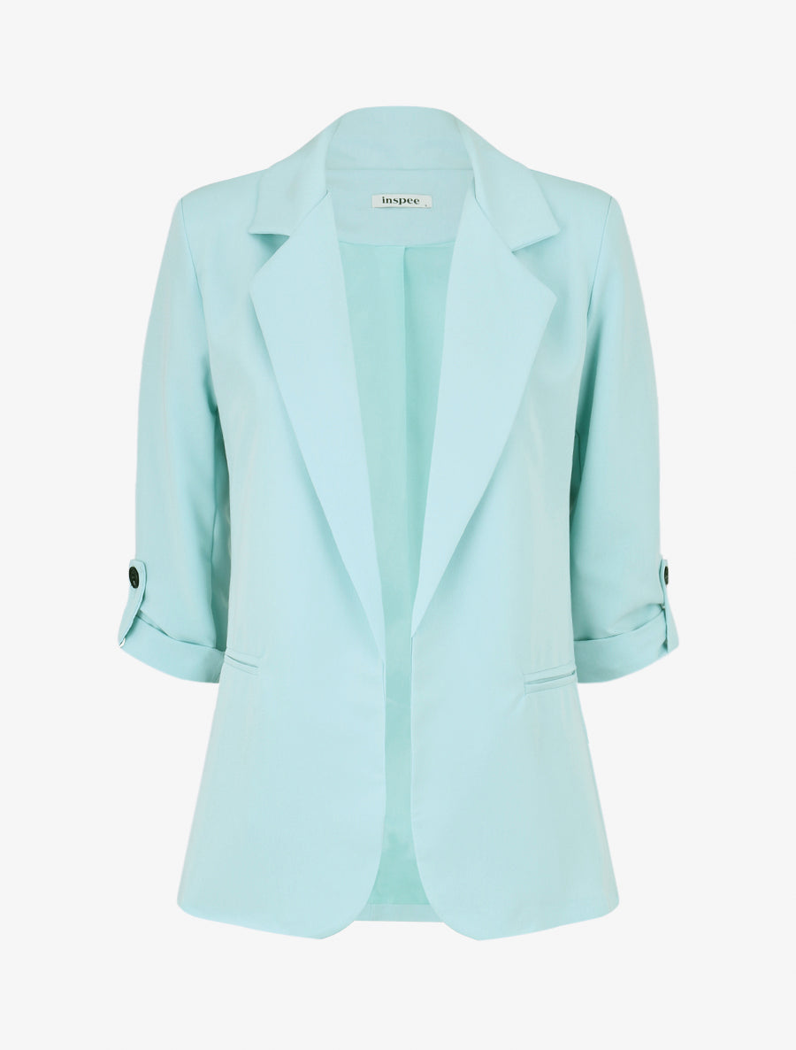 Blazer droit épaulettes et manches 3/4 - Bleu clair - 1