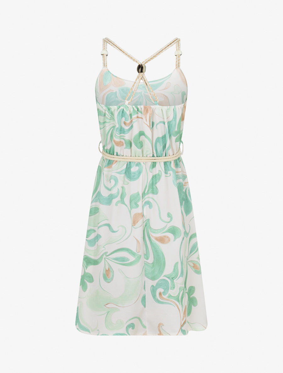 Robe à bretelles imprimé abstrait - Vert d&