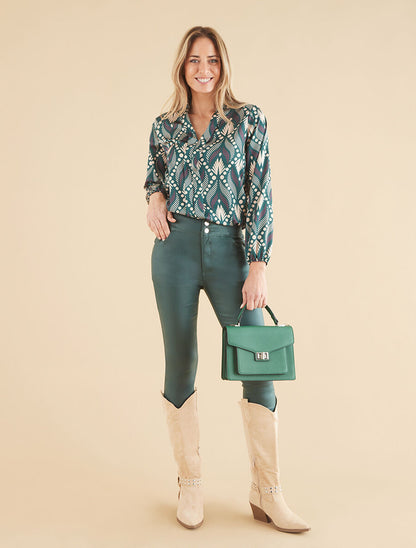 Blouse imprimé fantaisie - Vert - 4