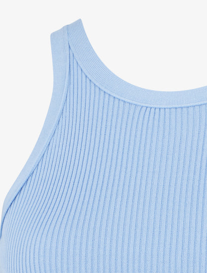 Crop top uni côtelé - Bleu ciel - 3