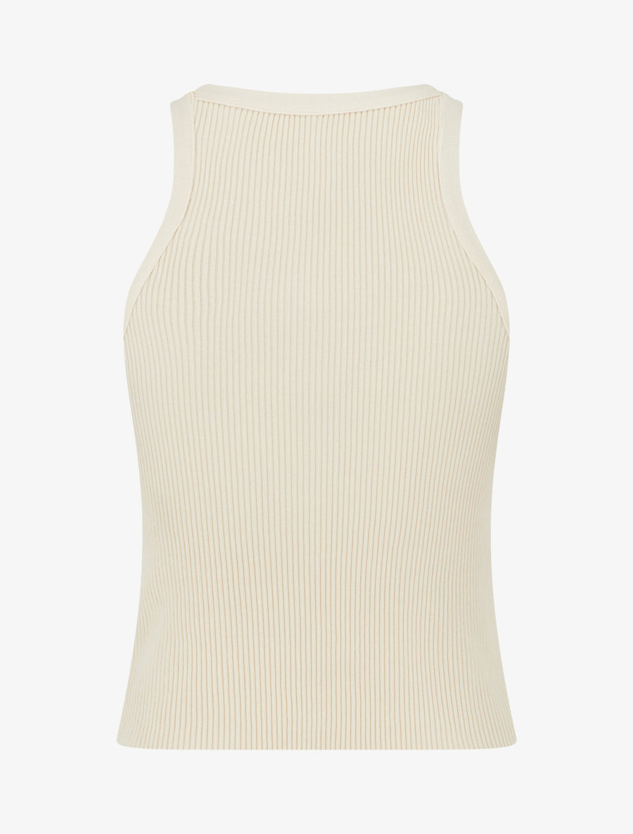 Crop top uni côtelé - Beige - 2