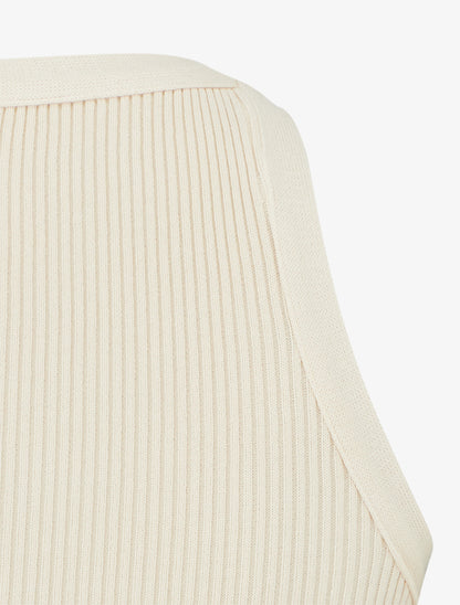 Crop top uni côtelé - Beige - 3