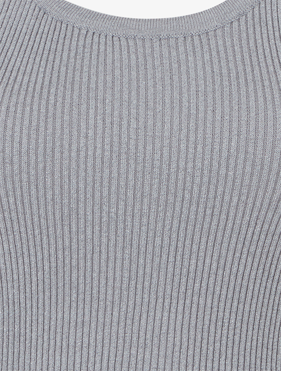 Crop top uni en maille irisé - Gris - 3