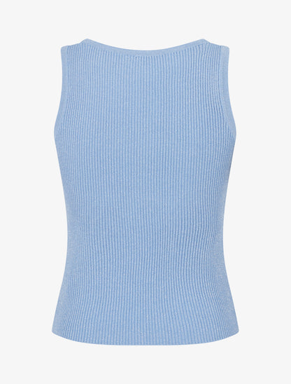 Crop top uni en maille irisé - Bleu ciel - 2