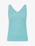 Débardeur uni en maille irisée à col V - Bleu turquoise - 1