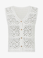 Gilet boutonné en crochet - Blanc - 1