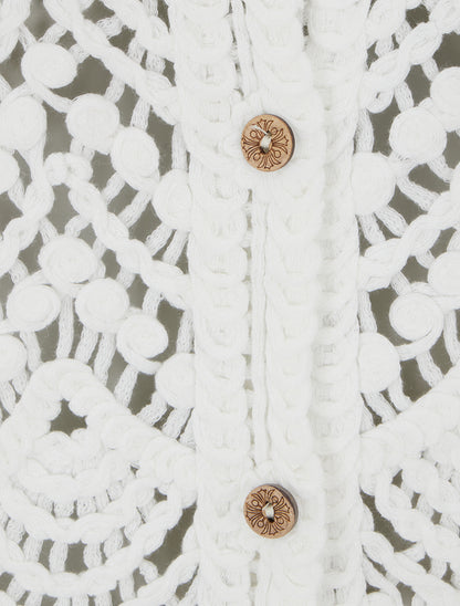 Gilet boutonné en crochet - Blanc - 3