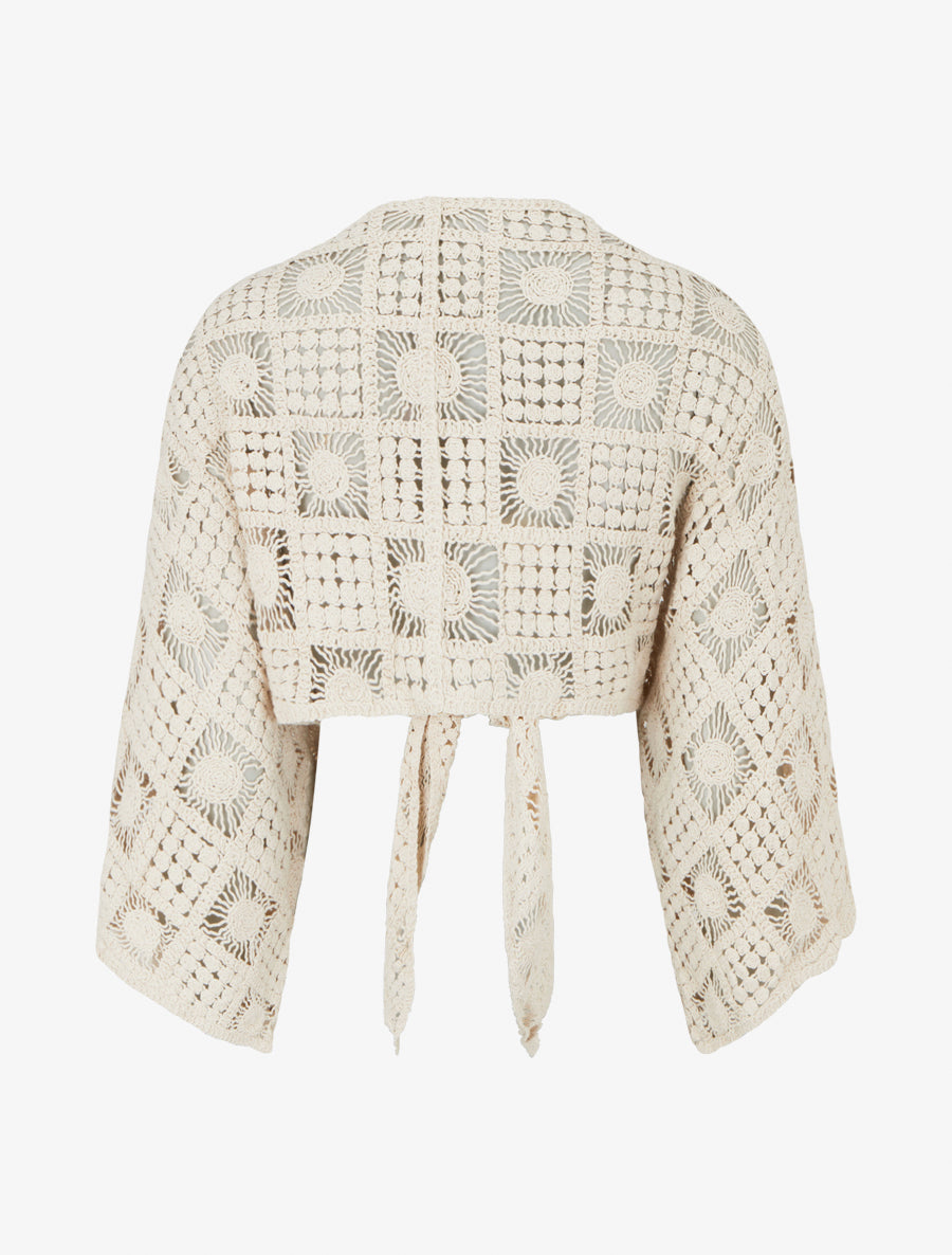 Boléro à manches kimono en crochet - Beige - 2