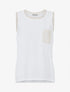 Top uni à poche brodée - Blanc - 1