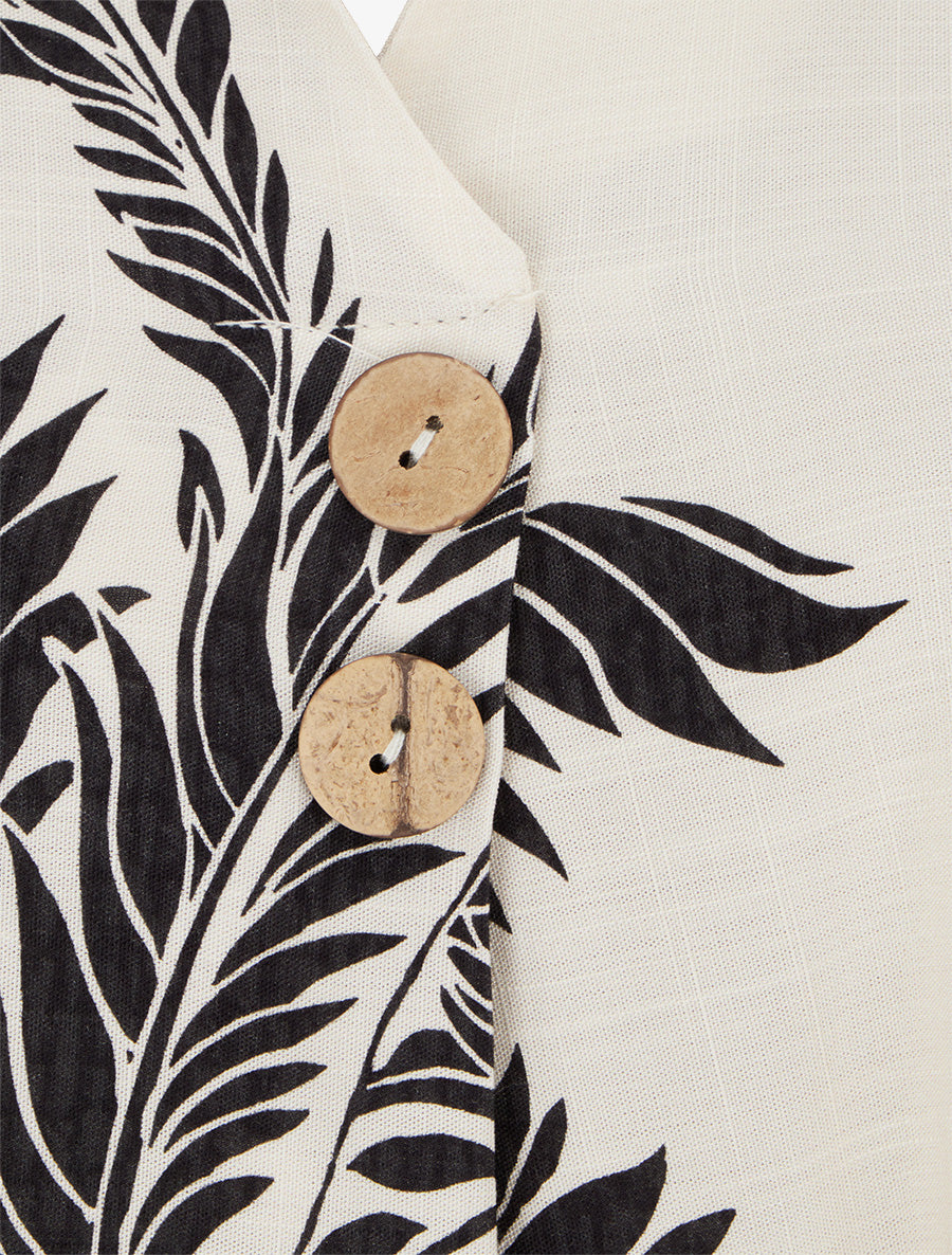 Blouse droite sans manche imprimé tropical - Écru - 3