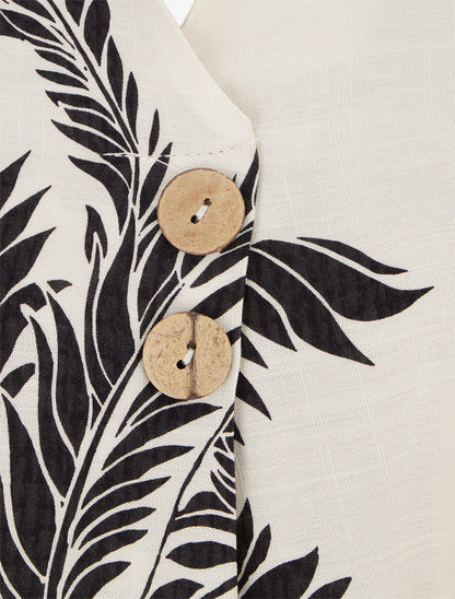 Blouse droite sans manche imprimé tropical - Écru - 3