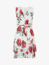 Robe patineuse sans manches imprimé roses - Rouge - 1