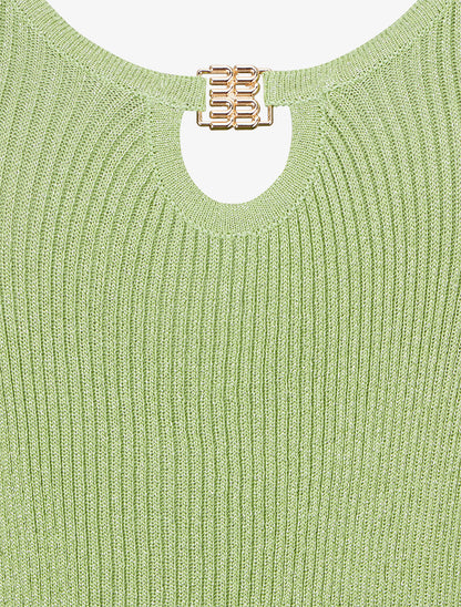 Débardeur irisé à col bijou - Vert pomme - 3