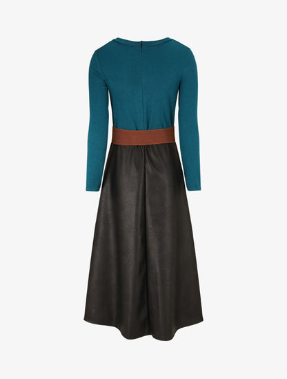 Robe patineuse bimatière - Bleu canard - 2