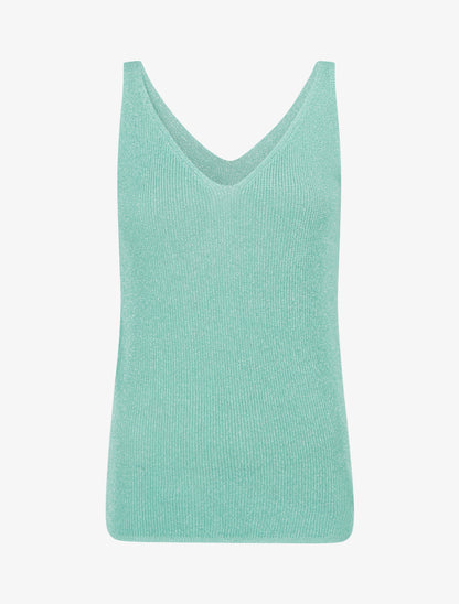 Débardeur à col V en maille irisée - Turquoise - 1