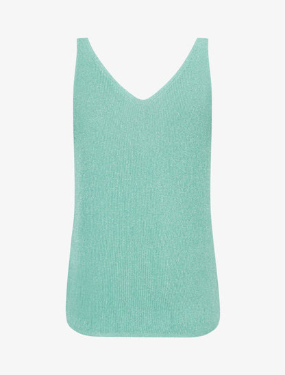 Débardeur à col V en maille irisée - Turquoise - 2