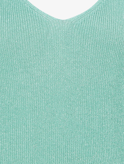Débardeur à col V en maille irisée - Turquoise - 3