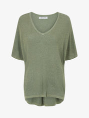Top oversize en maille fine irisée - Kaki - 1