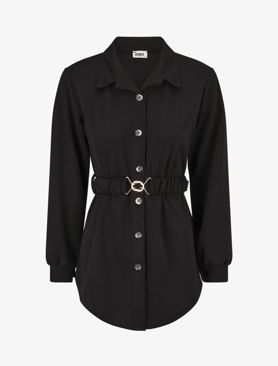 Chemise cintrée à ceinture élastique - Noir - 1