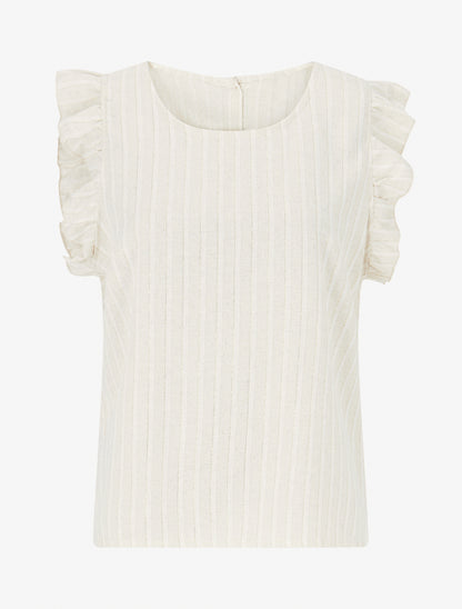 Top droit rayé à mancherons - Beige/or - 1
