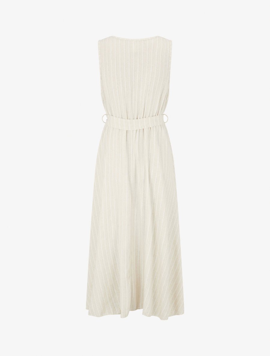 Robe en lin à rayures - Beige/or - 2