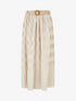 Jupe longue plissée à taille élastiquée - Beige - 1