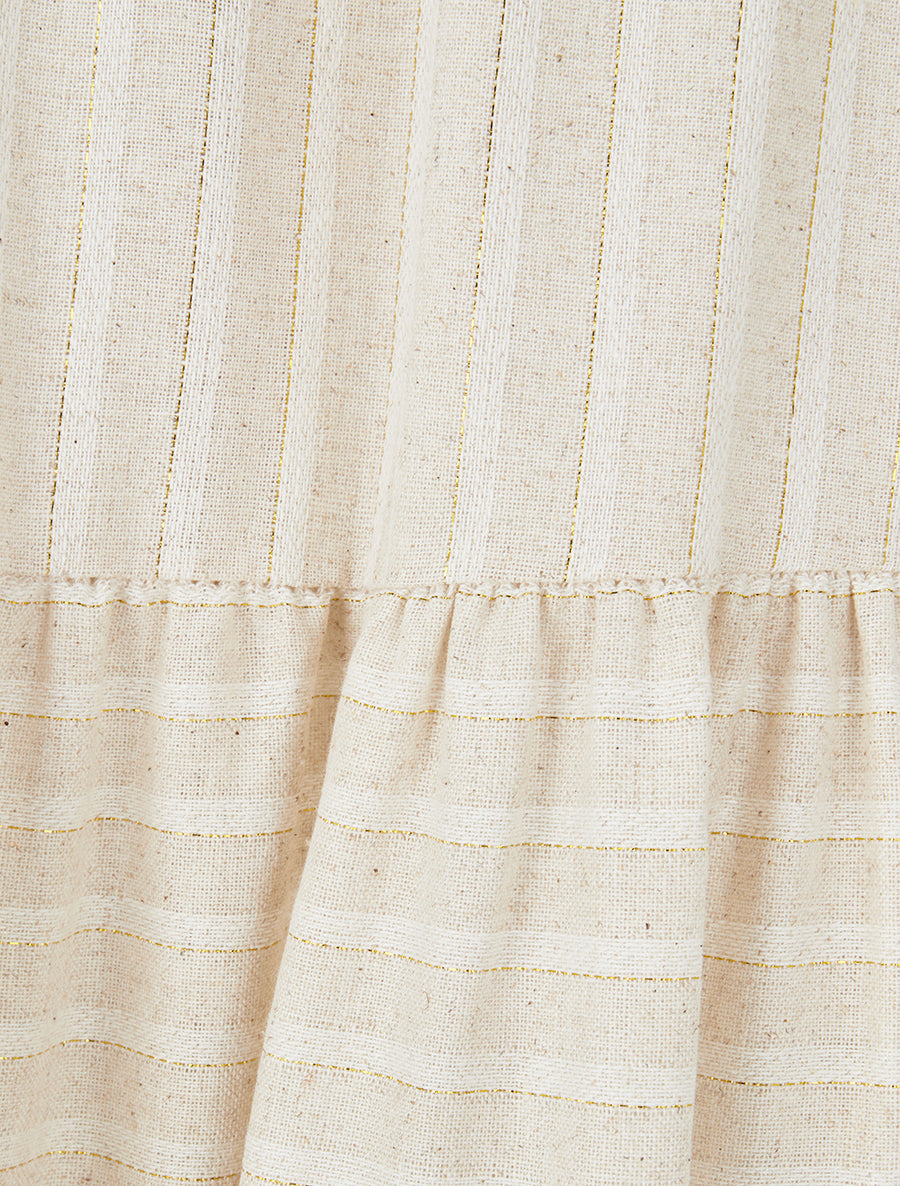 Jupe longue élastiquée à imprimé rayures irisées - Beige/or - 3