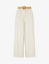 Pantalon élastiqué à rayures irisées - Beige/noir - 1
