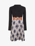 Robe évasée bi-matière imprimé fantaisie - Marine - 1