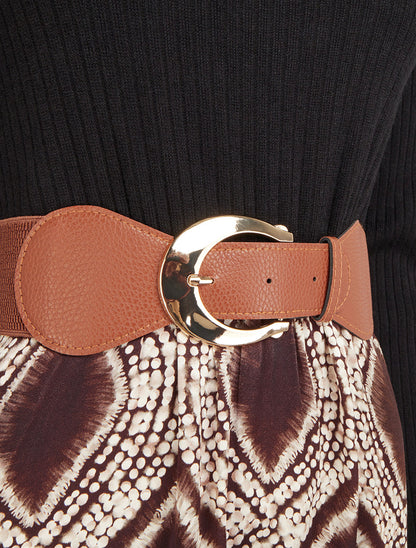 Robe évasée bi-matière imprimé fantaisie - Marron - 3