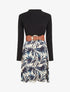 Robe évasée bi-matière imprimé feuilles - Marine - 1