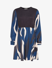 Halflange skaterjurk met grafische print. - Marine