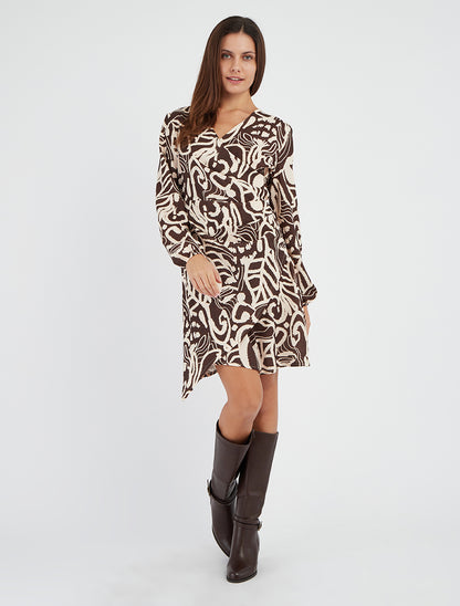 Robe portefeuille imprimé fantaisie - Chocolat - 8