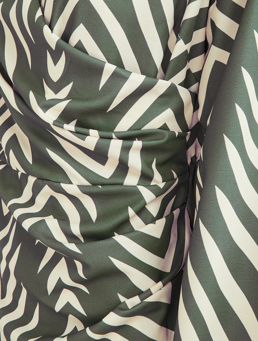 Robe portefeuille imprimé graphique - Kaki - 3