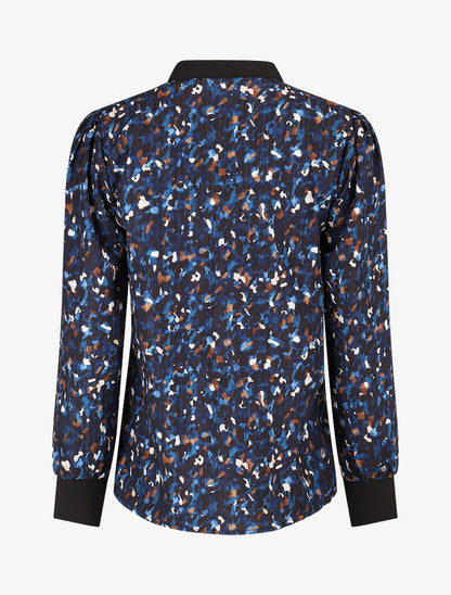 Blouse fluide à imprimé abstrait - Marine - 2