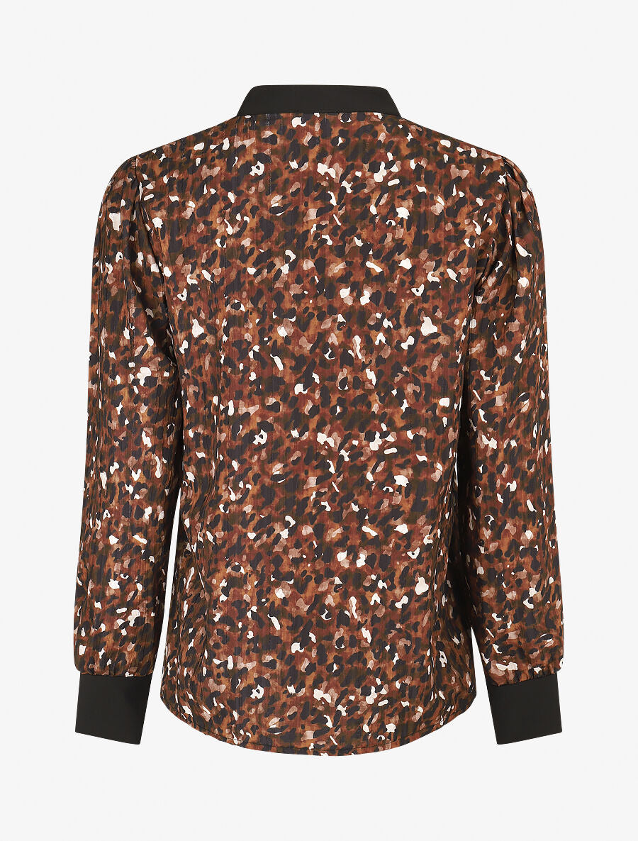 Blouse fluide à imprimé abstrait - Marron - 2