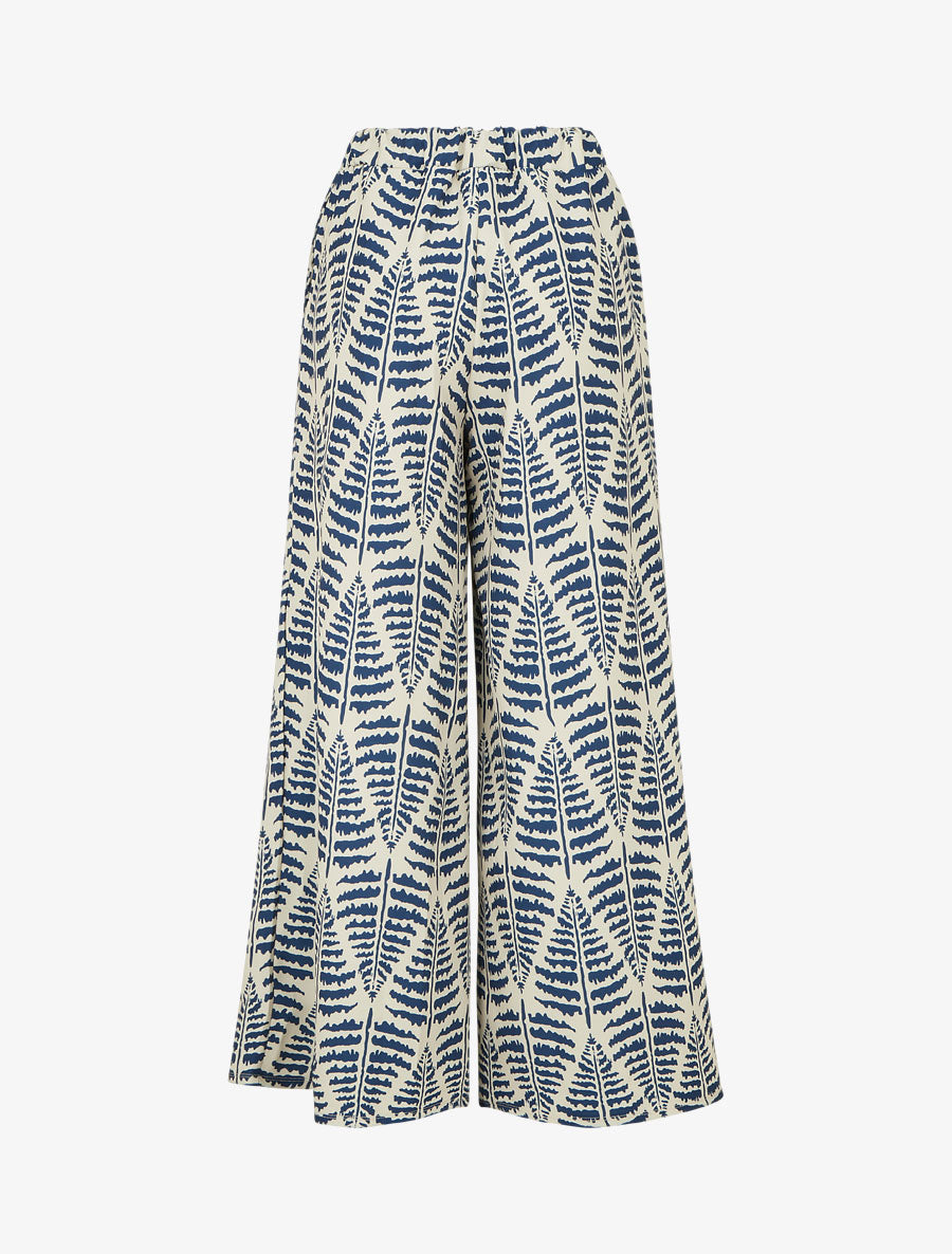 Pantalon ample et fluide imprimé fantaisie - Bleu foncé - 2